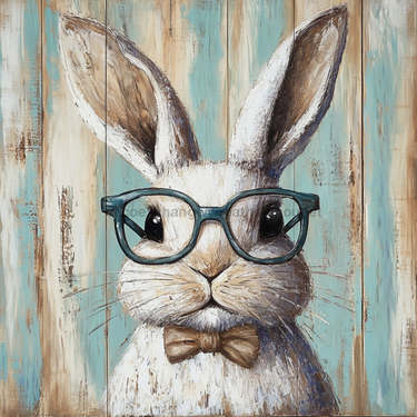 Easter Sign, Bunny in Glasses,, DCO-02629, Sign For Wreath, 10x10